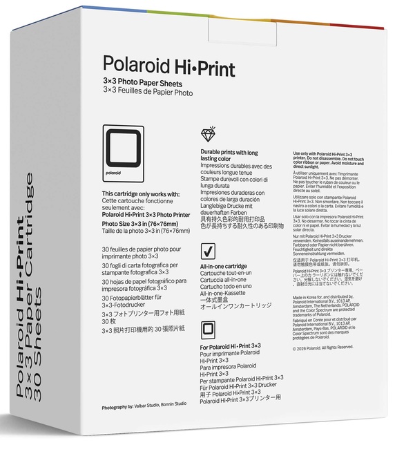 POLAROID<br/>CARTOUCHE 30 FEUILLES POUR HI PRINT 3X3